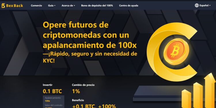 Captura de pantalla del homepage de BexBack.