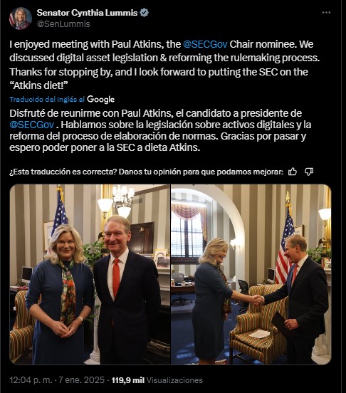 Cynthia Lummis y Paul Atkins