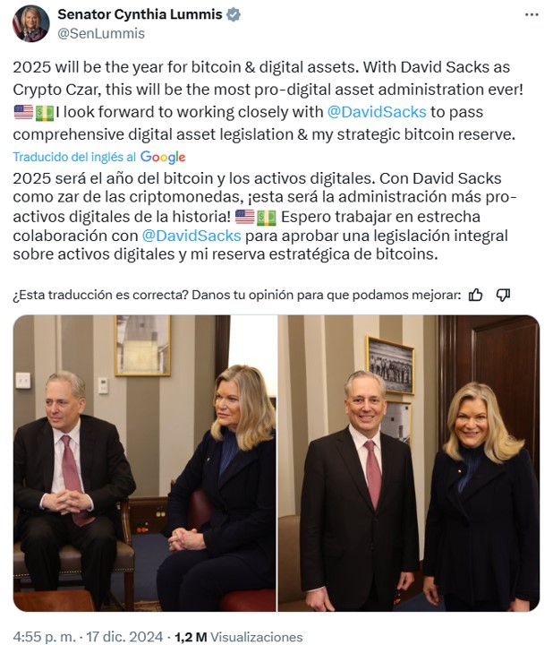 Cynthia Lummis y David Sacks