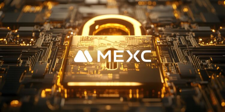 Candado dorado cerrado con el logo de MEXC.