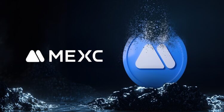 Token MX del Exchange MEXC en color azul y blanco con cenizas encima.