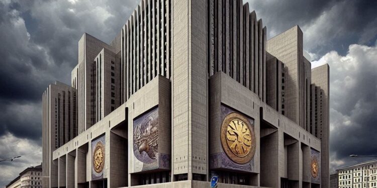 un banco central gigantesco, brutalismo