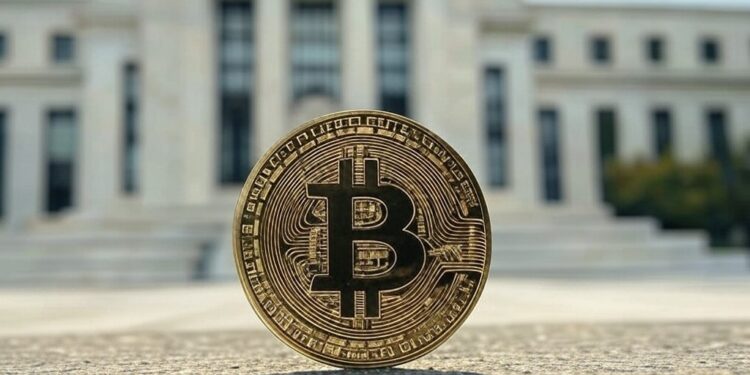 Bitcoin suele reaccionar con alta volatilidad ante todos los anuncios de la Fed sobre tasas de interés. Fuente: Imagen generada mediante Grok, por CriptoNoticias.