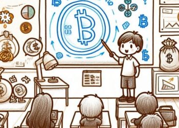 dibujo de un aula donde se aprende sobre bitcoin hecho por un niño