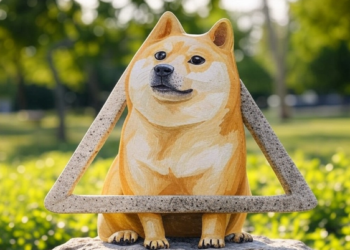 DOGE consolida un triángulo alcista. Fuente: GROK.
