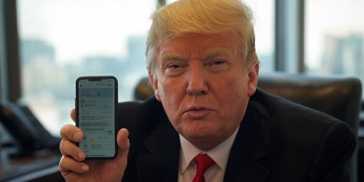 Donald Trump con una wallet móvil