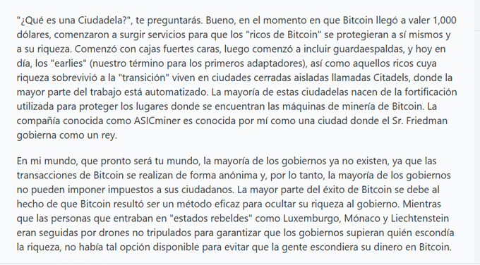 Publicación de Reddit donde Luka Magnotta habla sobre las ciudadelas.