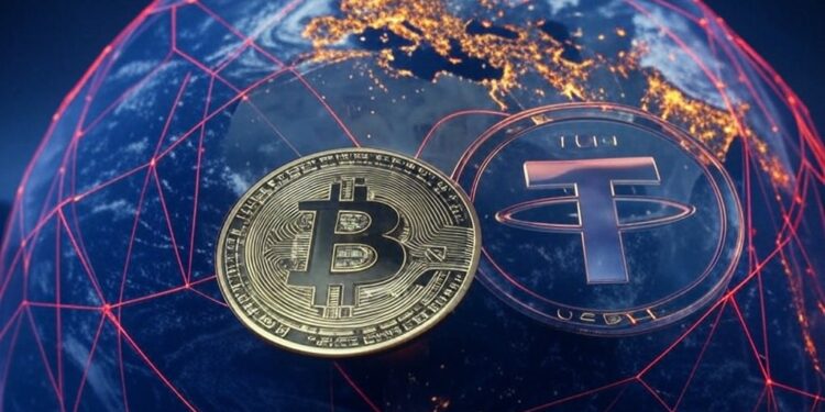 USDT estaría pronto integrada a la red Bitcoin. Fuente: IA Microsoft Designer.