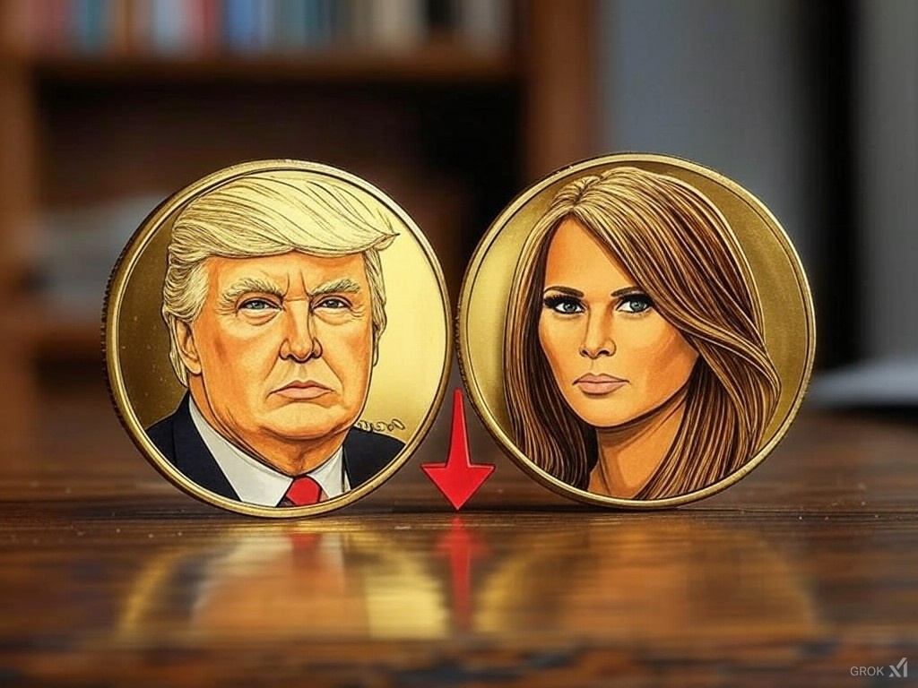 Le prix des memecoins TRUMP et MELANIA chute