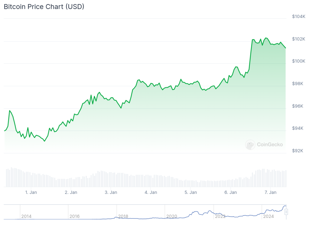 Pecio de bitcoin al 7 de enero de 2025