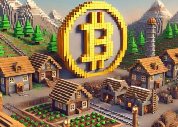 una ciudad minera de bitcoin, estilo maincraft