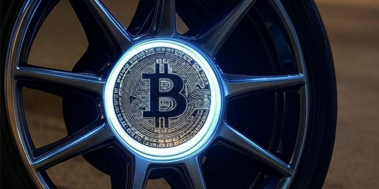 una rueda con un bitcoin