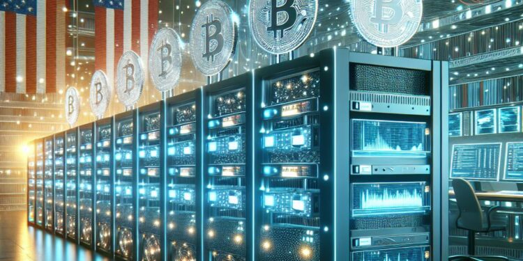 La minería de BTC en EE. UU. crece en el hashrate global de la red. Fuente: IA Microsoft Image Creator