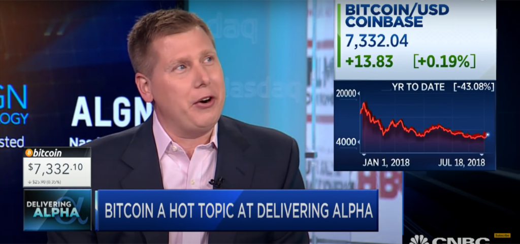 Barry Silbert en una entrevista de la CNBC, conversando sobre bitcoin.