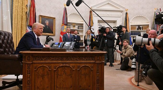 Trump ofreció una rueda de prensa para anunciar los nuevos aranceles. Fuente: X