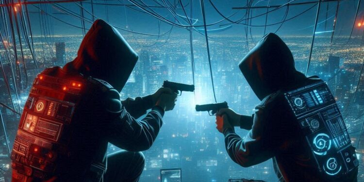 Una guerra entre hackers, estilo neopunk