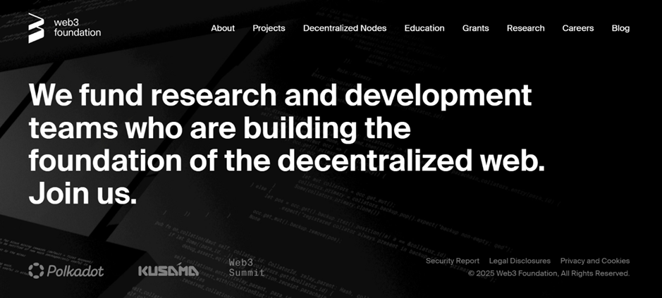 Página web de web3 Foundation.
