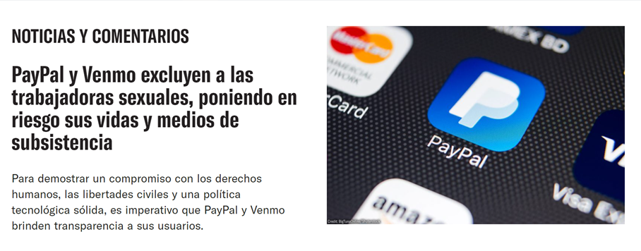 La plataforma de pagos online Paypal ha sido fuertemente criticada por sus altos niveles de censura.