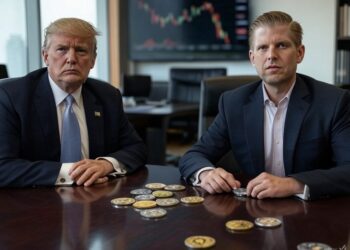 Donald Trump y con su hijo Eric Trump.