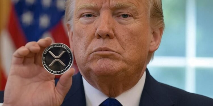 Donald Trump alardea de sí mismo con Ripple. Fuente: Grok.
