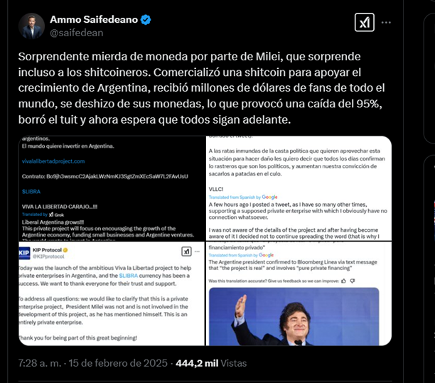 Ammous manifiesta su indignación en su cuenta de X.