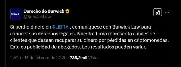 mensaje de la firma de abogados de Burwick.