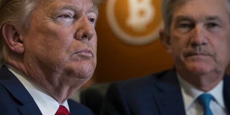 Las medidas de Trump y Powell pueden impactar en el mercado de bitcoin. Fuente: Grok.