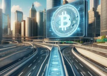 una autopista de bitcoin vacia, estilo newyorkino