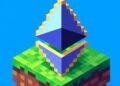 una raíz el logo de Ethereum en pequeño, estilo minecraft