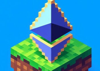 una raíz el logo de Ethereum en pequeño, estilo minecraft