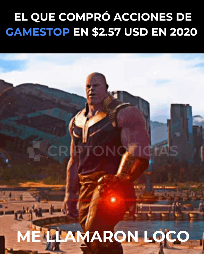 Meme de Thanos me llamaron loco de quien compró acciones a 2,57 dólares en 2020.