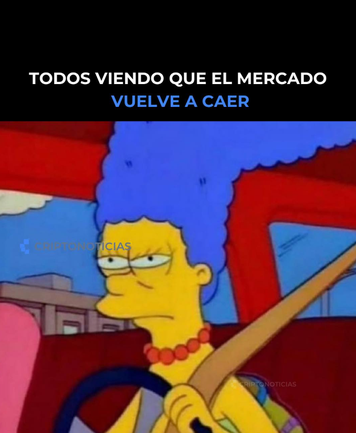 Meme de Marge Simpson manejando pensando en que el mercado volvió a caer.