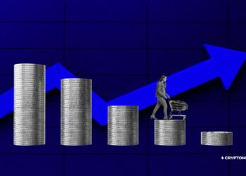 Cinco grupos de monedas apiladas en forma descendente.
