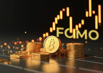 Una moneda dorada con el logo de bitcoin.