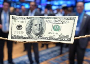 billete de 100 dólares sobre una cuerda.