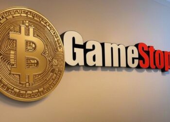 Una imagen generada por la IA Grok sobre el logo de GameStop y bitcoin.