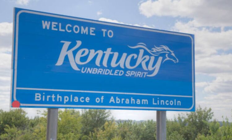 Letrero de bienvenida a Kentucky en Estados Unidos.