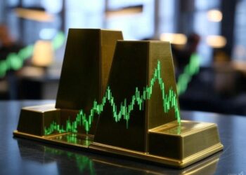 Lingotes de oro sobre una mesa.