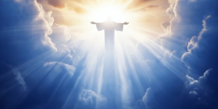 Imagen de Jesucristo en las nubes, durante su segunda venida a la Tierra.