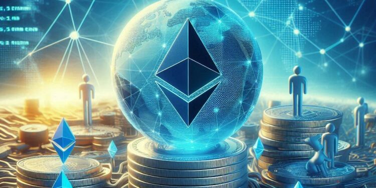 Las empresas que administran ETF de Ethereum presionan para incluir el staking en sus fondos. Fuente: IA Microsoft Designer.