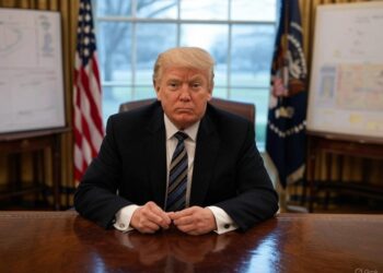 Trump sentado en el salón oval de la Casa Blanca.