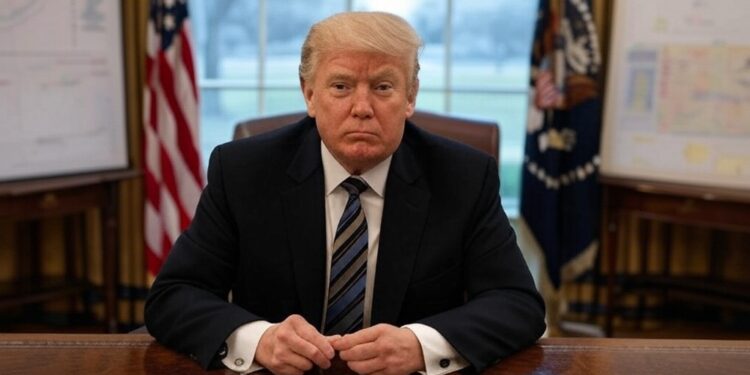 Trump sentado en el salón oval de la Casa Blanca.