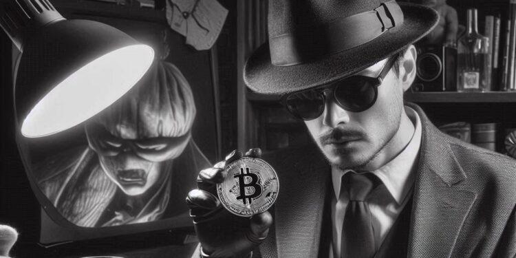 Alterego en un taller de Bitcoin, estilo noir (chinatown, movie)
