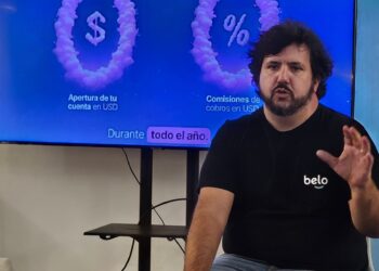 Foto de Manuel Beaudroit, CEO de Belo, hablando.