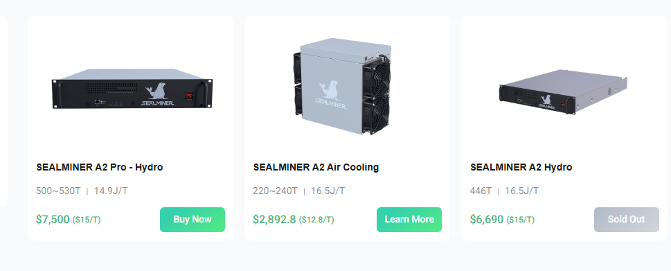 Equipos ASIC de la línea SEALMINER de la empresa Bitdeer.