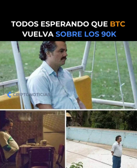 clips de la serie pablo escobar de Netflix con el texto: todos esperando que btc vuelva sobre los 90k.