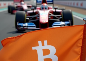 Una banderola de bitcoin en una carrera de F1.