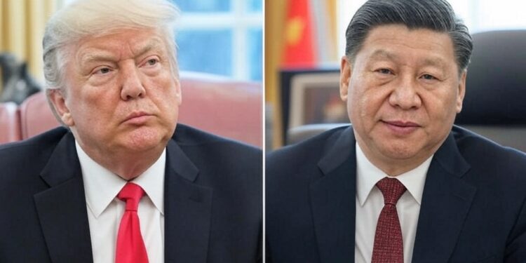 Imagen de Donald Trump, presidente de Estados Unidos, por un lado y por otro Xi Jinping, el presidente de China.