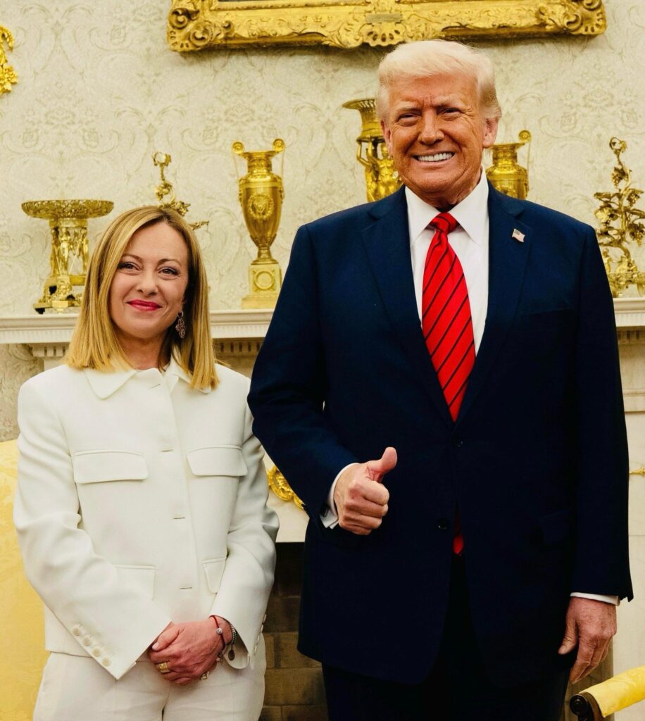 Foto de Giorgia Meloni y Donald Trump durante su encuentro en la Casa Blanca