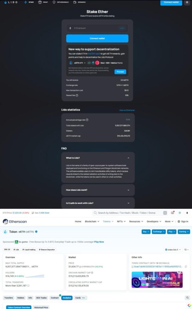 Captura página web plataforma staking Lindo Finance
